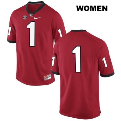 Women's Georgia Bulldogs NCAA #1 Justin Fields Nike Stitched Red Authentic No Name College Football Jersey ZTT2654WQ
